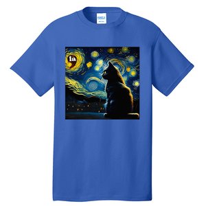 Halloween Starry Night Black Cat Comma La Kamala Harris Tall T-Shirt