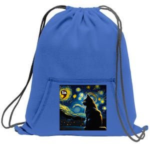 Halloween Starry Night Black Cat Comma La Kamala Harris Sweatshirt Cinch Pack Bag