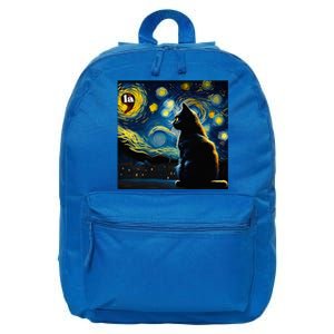 Halloween Starry Night Black Cat Comma La Kamala Harris 16 in Basic Backpack