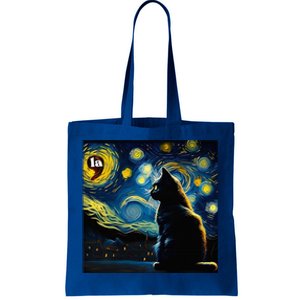 Halloween Starry Night Black Cat Comma La Kamala Harris Tote Bag