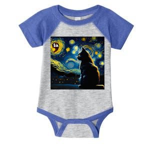 Halloween Starry Night Black Cat Comma La Kamala Harris Infant Baby Jersey Bodysuit