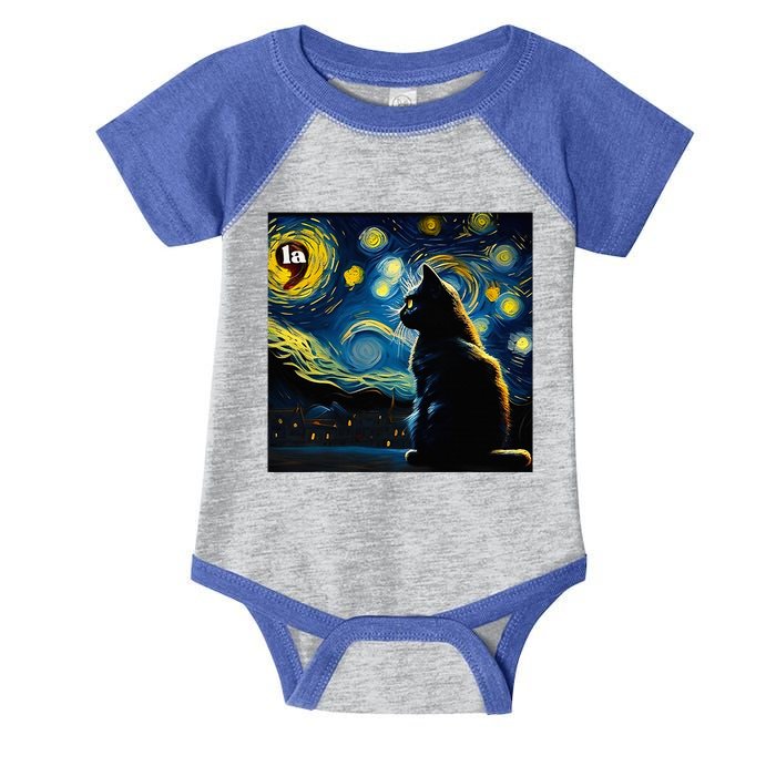 Halloween Starry Night Black Cat Comma La Kamala Harris Infant Baby Jersey Bodysuit