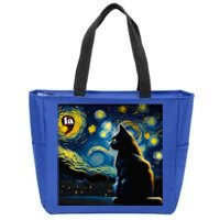 Halloween Starry Night Black Cat Comma La Kamala Harris Zip Tote Bag