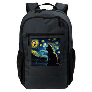 Halloween Starry Night Black Cat Comma La Kamala Harris Daily Commute Backpack