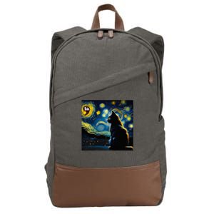 Halloween Starry Night Black Cat Comma La Kamala Harris Cotton Canvas Backpack