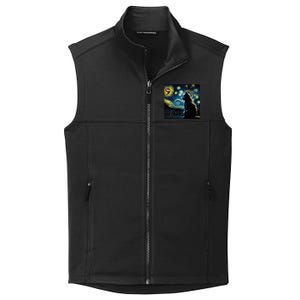 Halloween Starry Night Black Cat Comma La Kamala Harris Collective Smooth Fleece Vest