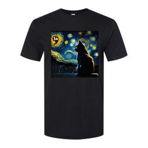 Halloween Starry Night Black Cat Comma La Kamala Harris Softstyle CVC T-Shirt