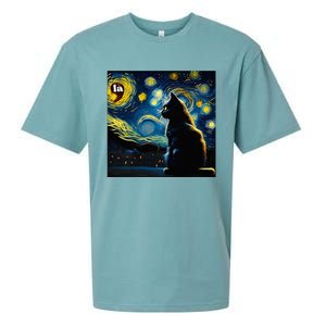 Halloween Starry Night Black Cat Comma La Kamala Harris Sueded Cloud Jersey T-Shirt