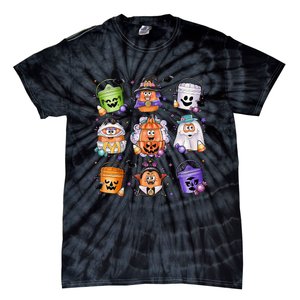 Halloween Spooky Nugget Cute Scary Movie Characters Night Tie-Dye T-Shirt