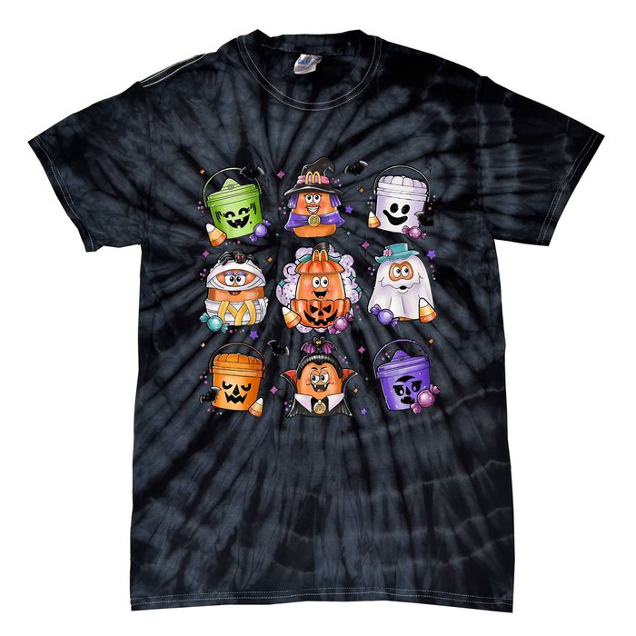 Halloween Spooky Nugget Cute Scary Movie Characters Night Tie-Dye T-Shirt