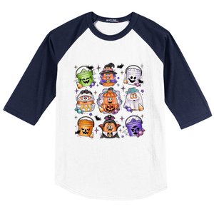 Halloween Spooky Nugget Cute Scary Movie Characters Night Baseball Sleeve Shirt