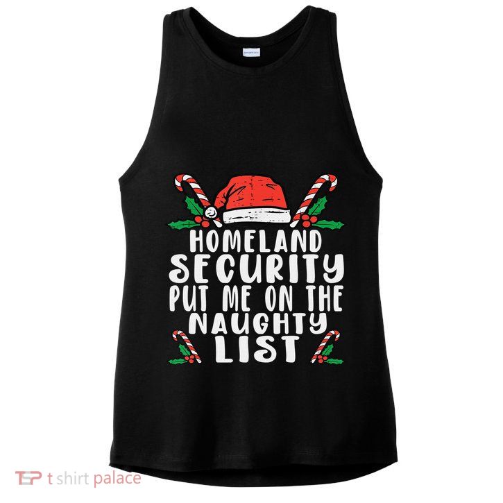 Homeland Security Naughty List Christmas Ladies PosiCharge Tri-Blend Wicking Tank