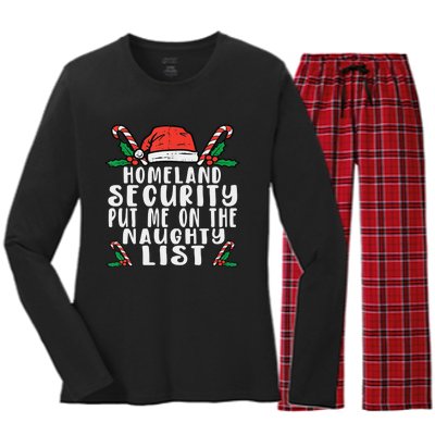 Homeland Security Naughty List Christmas Women's Long Sleeve Flannel Pajama Set 