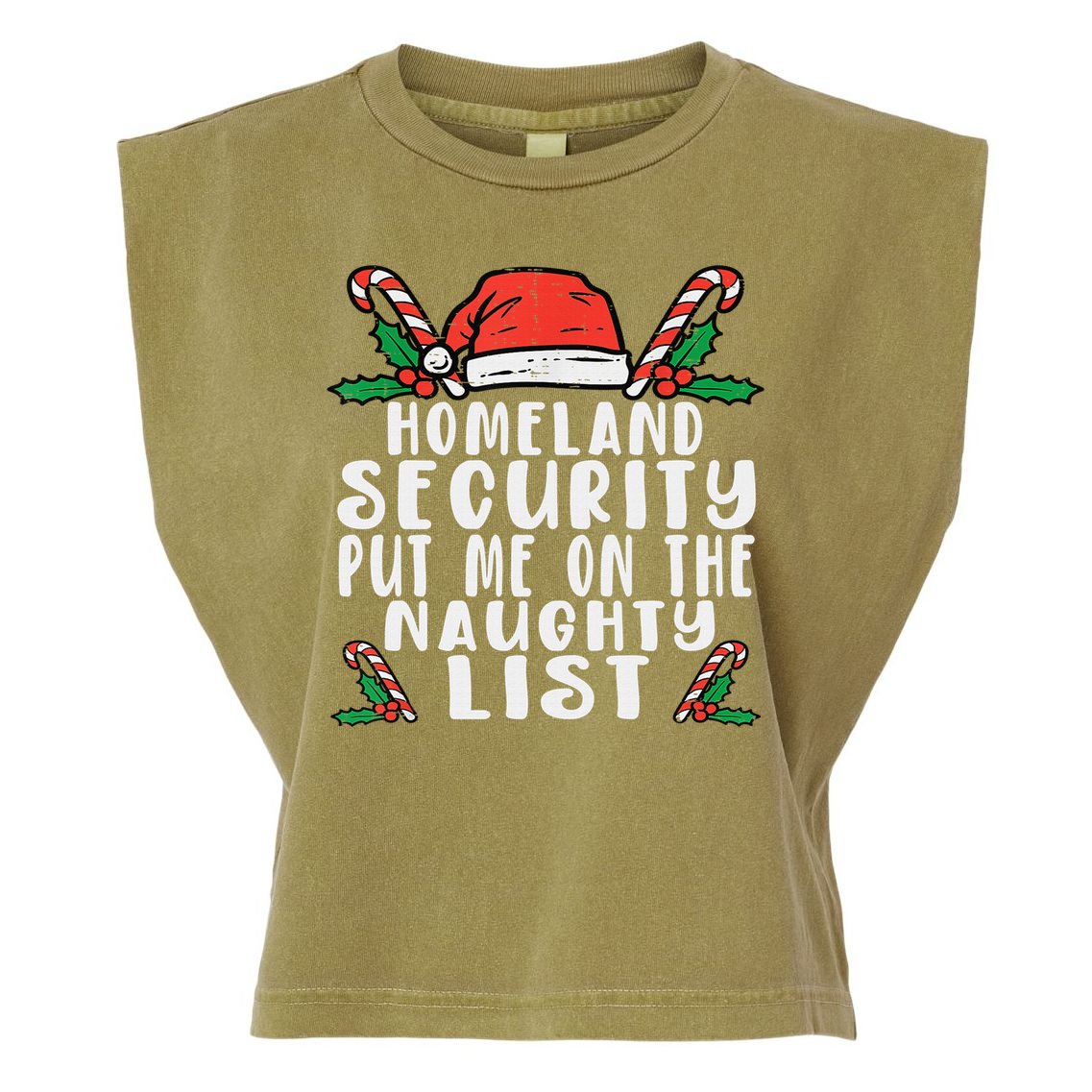Homeland Security Naughty List Christmas Garment-Dyed Women's Muscle Tee