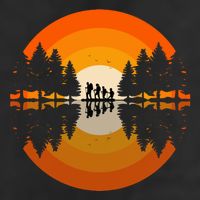 Hiker Sunset Nature Retro Gift 7 Panel Mesh Trucker Snapback Hat