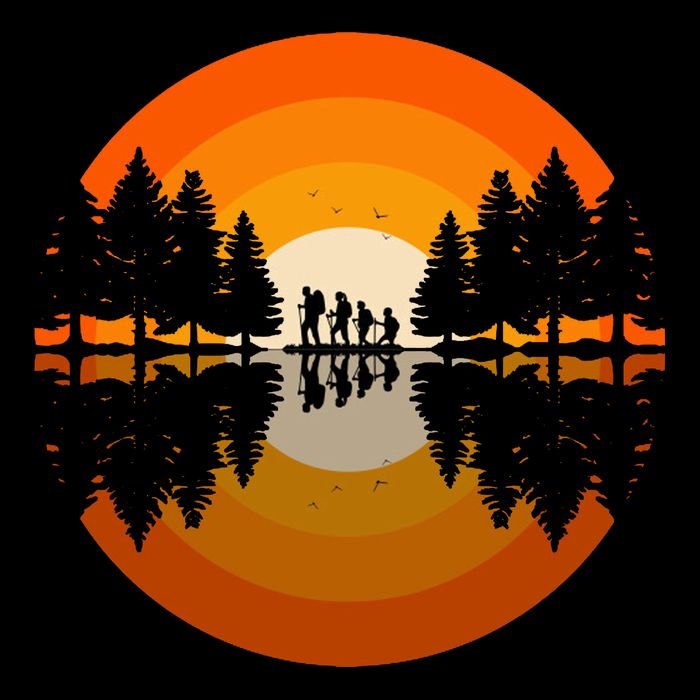 Hiker Sunset Nature Retro Gift 16 in Basic Backpack