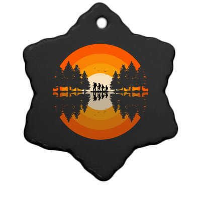 Hiker Sunset Nature Retro Gift Ceramic Star Ornament