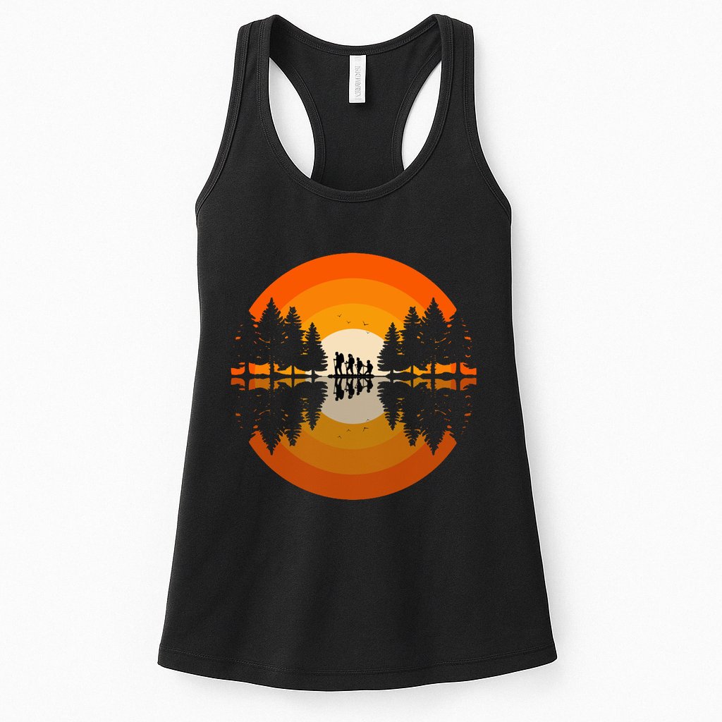 Hiker Sunset Nature Retro Gift Womens Tank Top