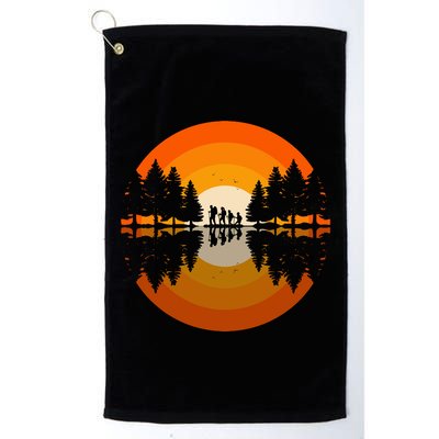 Hiker Sunset Nature Retro Gift Golf Towel