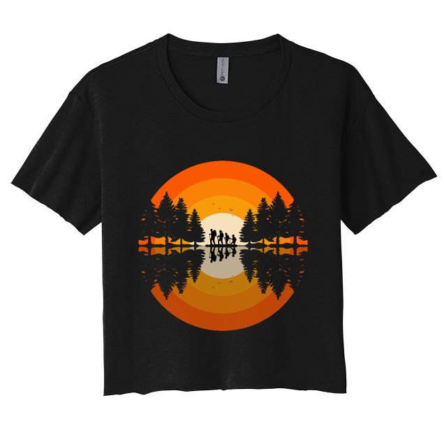 Hiker Sunset Nature Retro Gift Crop Top