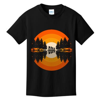 Hiker Sunset Nature Retro Gift Kids T-Shirt