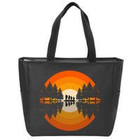 Hiker Sunset Nature Retro Gift Zip Tote Bag