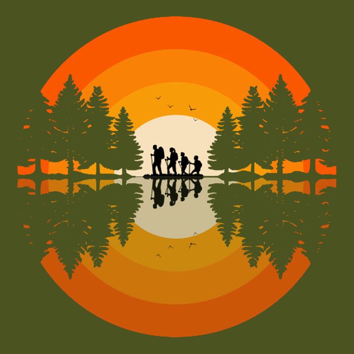 Hiker Sunset Nature Retro Gift Backpack