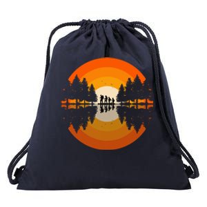 Hiker Sunset Nature Retro Gift Drawstring Bag