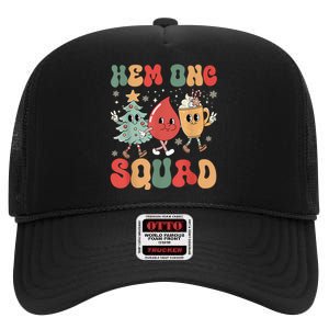 Hemonc Squad Nurse Christmas Hematology Oncology Hem Onc High Crown Mesh Back Trucker Hat