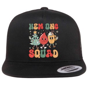 Hemonc Squad Nurse Christmas Hematology Oncology Hem Onc Flat Bill Trucker Hat