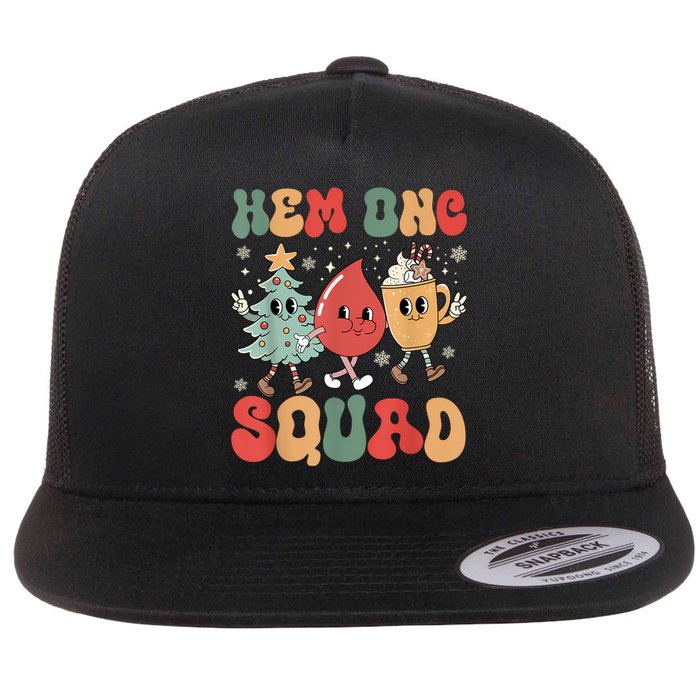 Hemonc Squad Nurse Christmas Hematology Oncology Hem Onc Flat Bill Trucker Hat