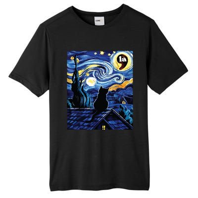 Halloween Starry Night Black Cat Comma La Kamala Harris Tall Fusion ChromaSoft Performance T-Shirt