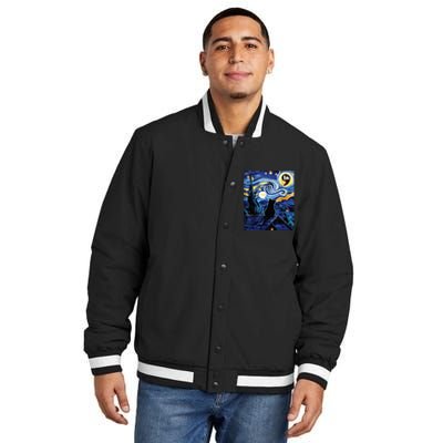 Halloween Starry Night Black Cat Comma La Kamala Harris Insulated Varsity Jacket