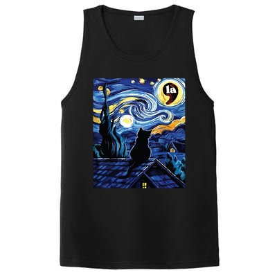 Halloween Starry Night Black Cat Comma La Kamala Harris PosiCharge Competitor Tank