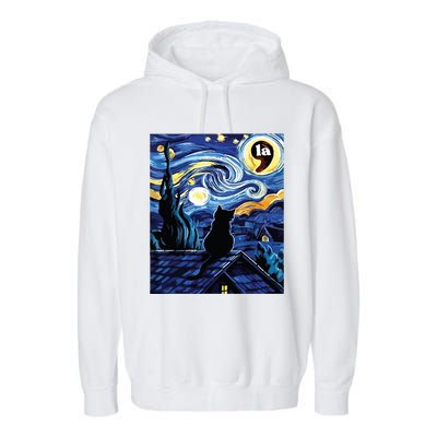 Halloween Starry Night Black Cat Comma La Kamala Harris Garment-Dyed Fleece Hoodie