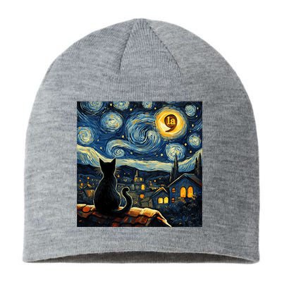 Halloween Starry Night Black Cat Comma La Kamala Harris Sustainable Beanie