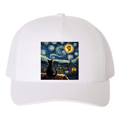 Halloween Starry Night Black Cat Comma La Kamala Harris Yupoong Adult 5-Panel Trucker Hat