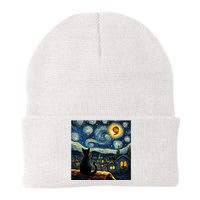 Halloween Starry Night Black Cat Comma La Kamala Harris Knit Cap Winter Beanie