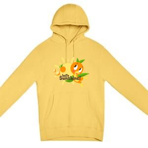 Hello Sunshine! Orange Bird (White Background) Premium Pullover Hoodie