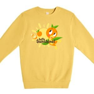 Hello Sunshine! Orange Bird (White Background) Premium Crewneck Sweatshirt