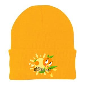 Hello Sunshine! Orange Bird (White Background) Knit Cap Winter Beanie