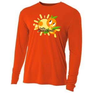 Hello Sunshine! Orange Bird (White Background) Cooling Performance Long Sleeve Crew