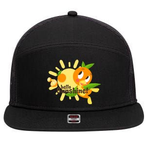 Hello Sunshine! Orange Bird (White Background) 7 Panel Mesh Trucker Snapback Hat