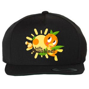 Hello Sunshine! Orange Bird (White Background) Wool Snapback Cap