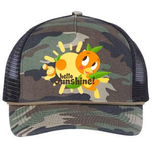 Hello Sunshine! Orange Bird (White Background) Retro Rope Trucker Hat Cap