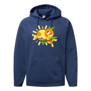 Hello Sunshine! Orange Bird (White Background) Performance Fleece Hoodie