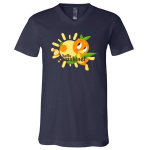 Hello Sunshine! Orange Bird (White Background) V-Neck T-Shirt