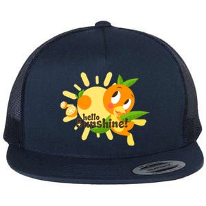 Hello Sunshine! Orange Bird (White Background) Flat Bill Trucker Hat