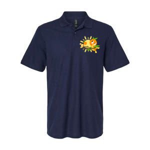 Hello Sunshine! Orange Bird (White Background) Softstyle Adult Sport Polo