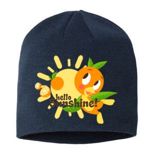 Hello Sunshine! Orange Bird (White Background) Sustainable Beanie